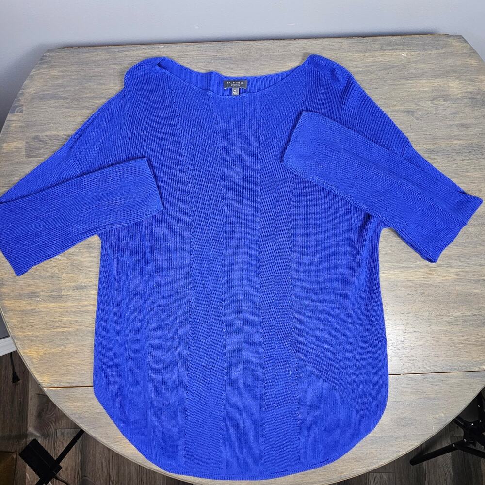 The Limited Blue Knit Tunic Sweater XL Dolman Sleeve‎ Cashmere Blend